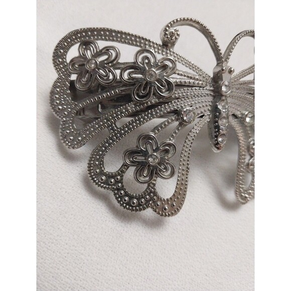 Vintage Butterfly Hair Clip Barrette French Style Silver Tone 3.75"x2.25" - Picture 2 of 10